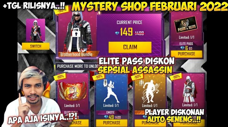 Mystery Shop FF Februari 2022 Cek Tanggal Rilis Dapatkan Hadiah