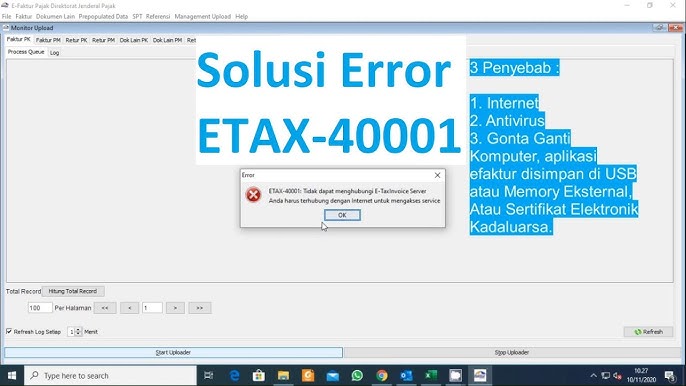 Solusi Mengatasi Error ETAX 40001 Tidak Dapat Menghubungi e-Taxinvoice Server